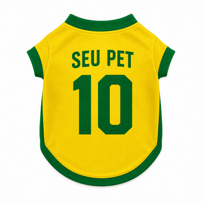Camiseta Pet Brasil Personalizada — Copa do Mundo com o Nome do Seu Pet 🇧🇷⚽