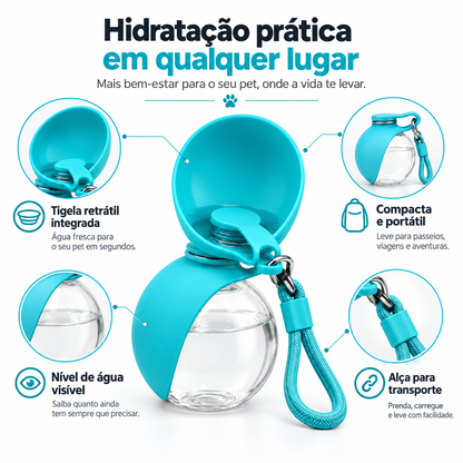 Garrafa Bebedouro Portátil Pet 2 em 1 com Tigela Retrátil – 285ml